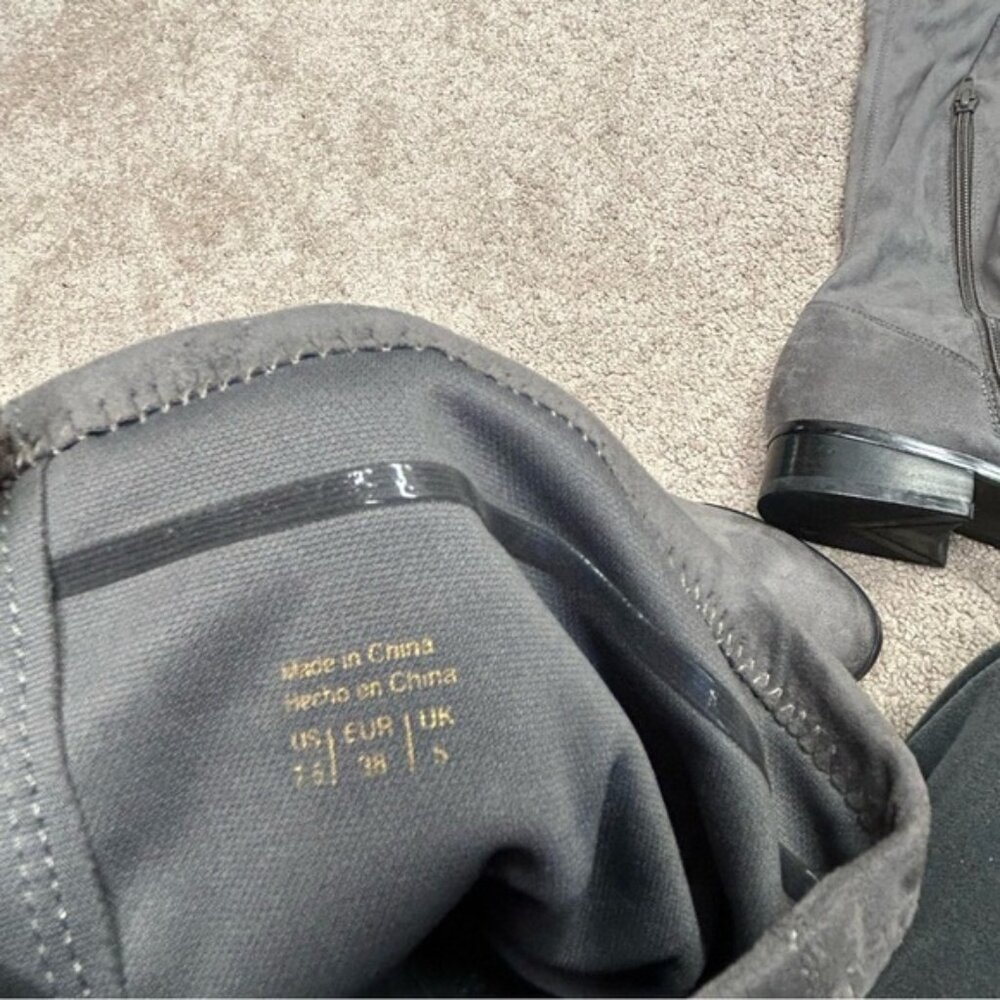 Aldo gray faux suede knee high over the knee flat boots Sz 7.5 low heel - Picture 11 of 12